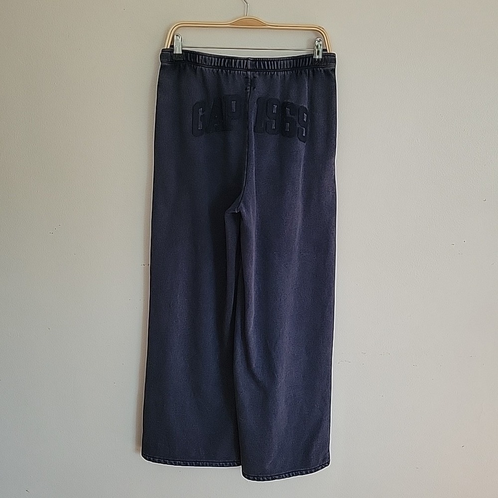 Gap Baggy Wide Leg Sweatpants Small Navy Blue Washworn Pull On Athleisure Casual